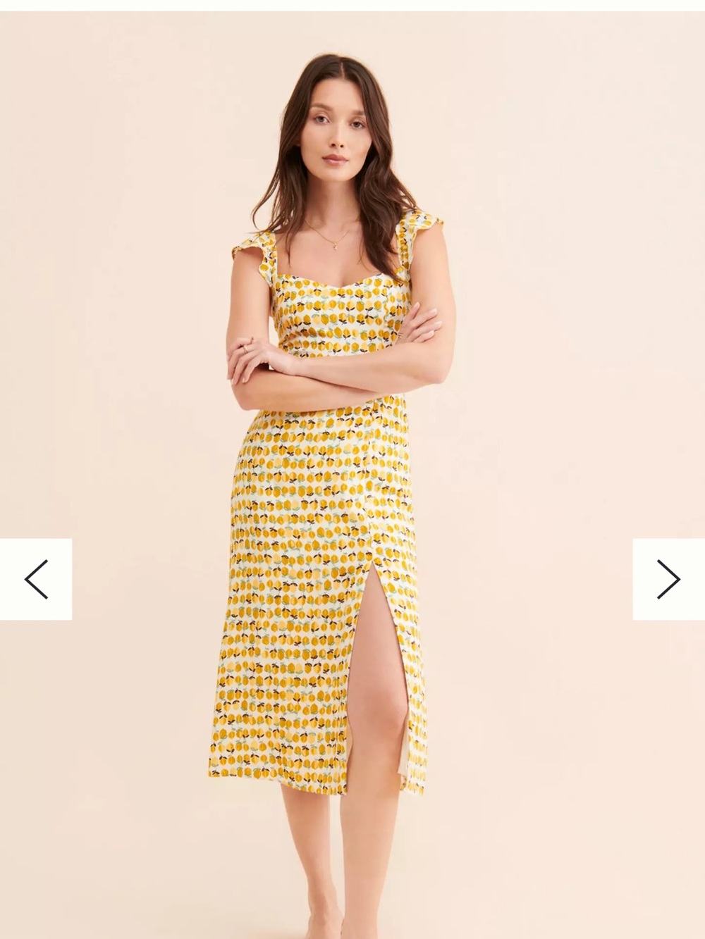 En elly Anthropologie Lemon Yellow Midi Dress